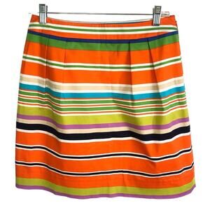 Kate Spade Barry Plan a Picnic Striped Pleated Mini Pencil Skirt Orange Size 6